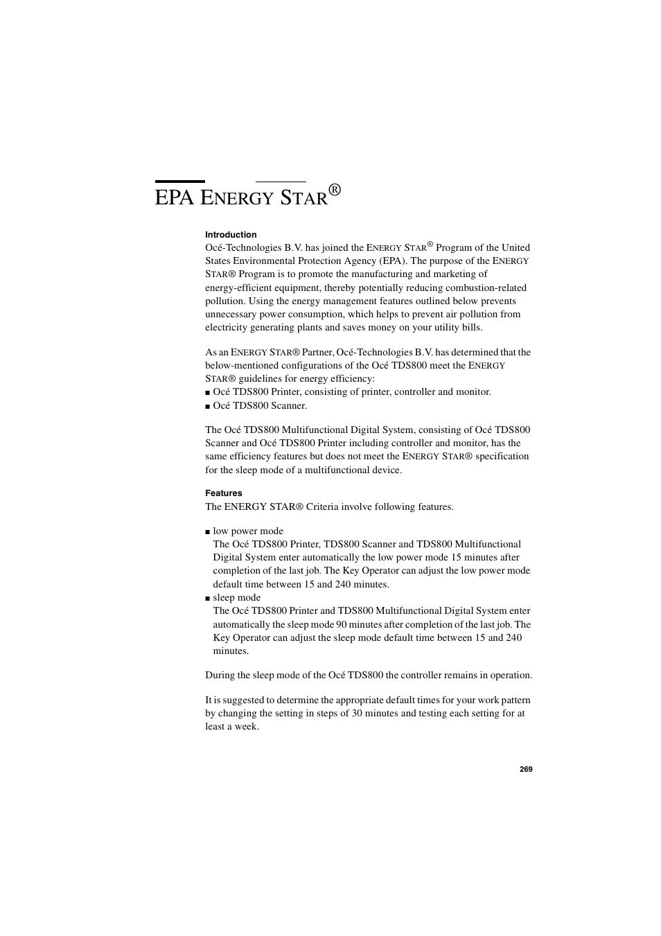 Epa energy star, Epa energy star® 269, Epa e | Nergy | IBM Oce TDS800 User Manual | Page 269 / 281