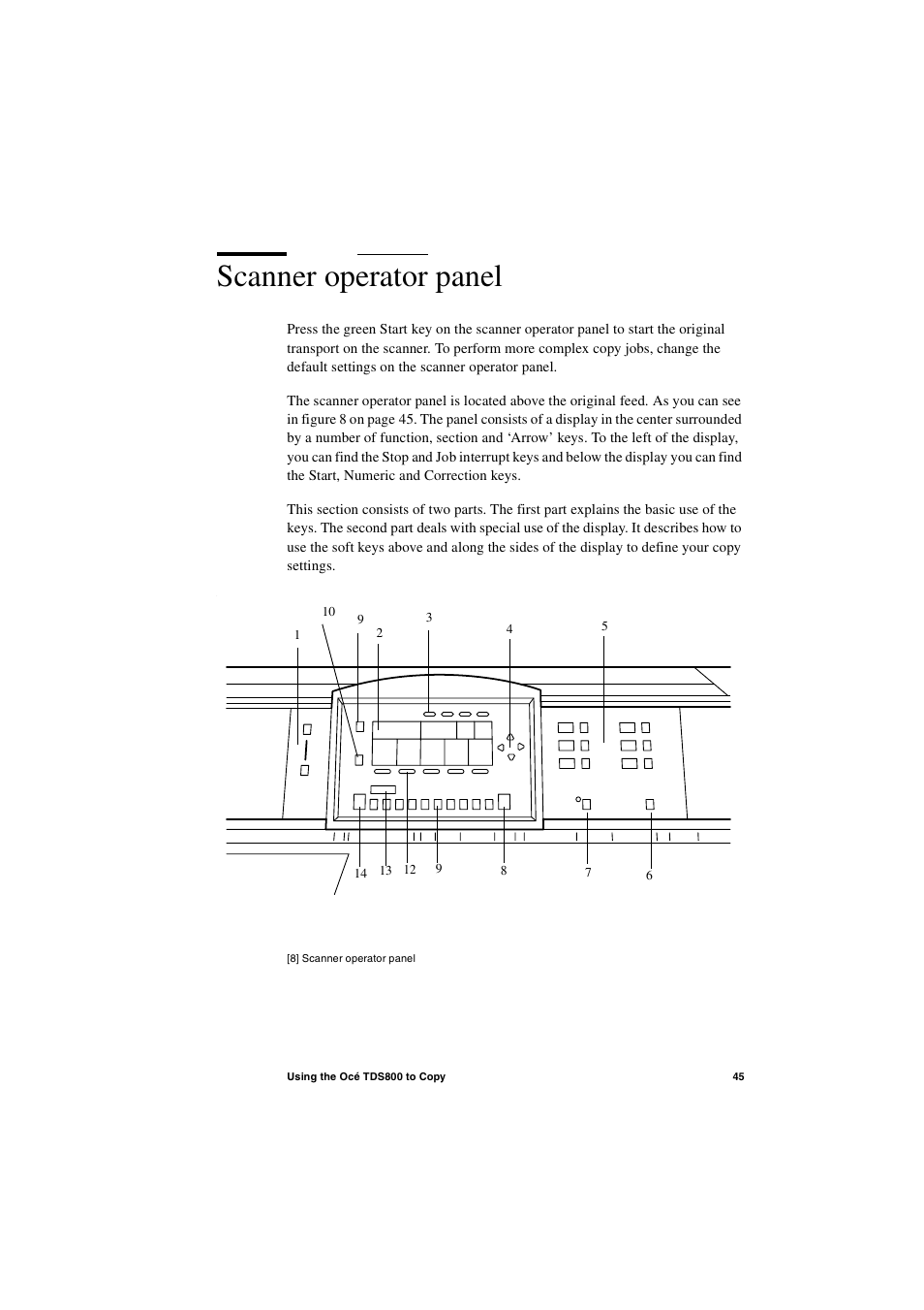 Scanner operator panel, Scanner operator panel 45 | IBM Oce TDS800 User Manual | Page 45 / 281