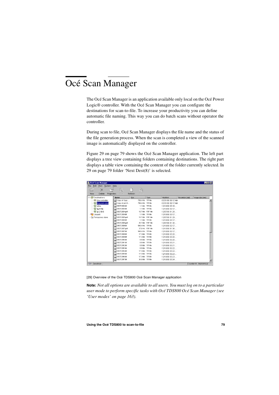 Océ scan manager, Océ scan manager 79 | IBM Oce TDS800 User Manual | Page 79 / 281