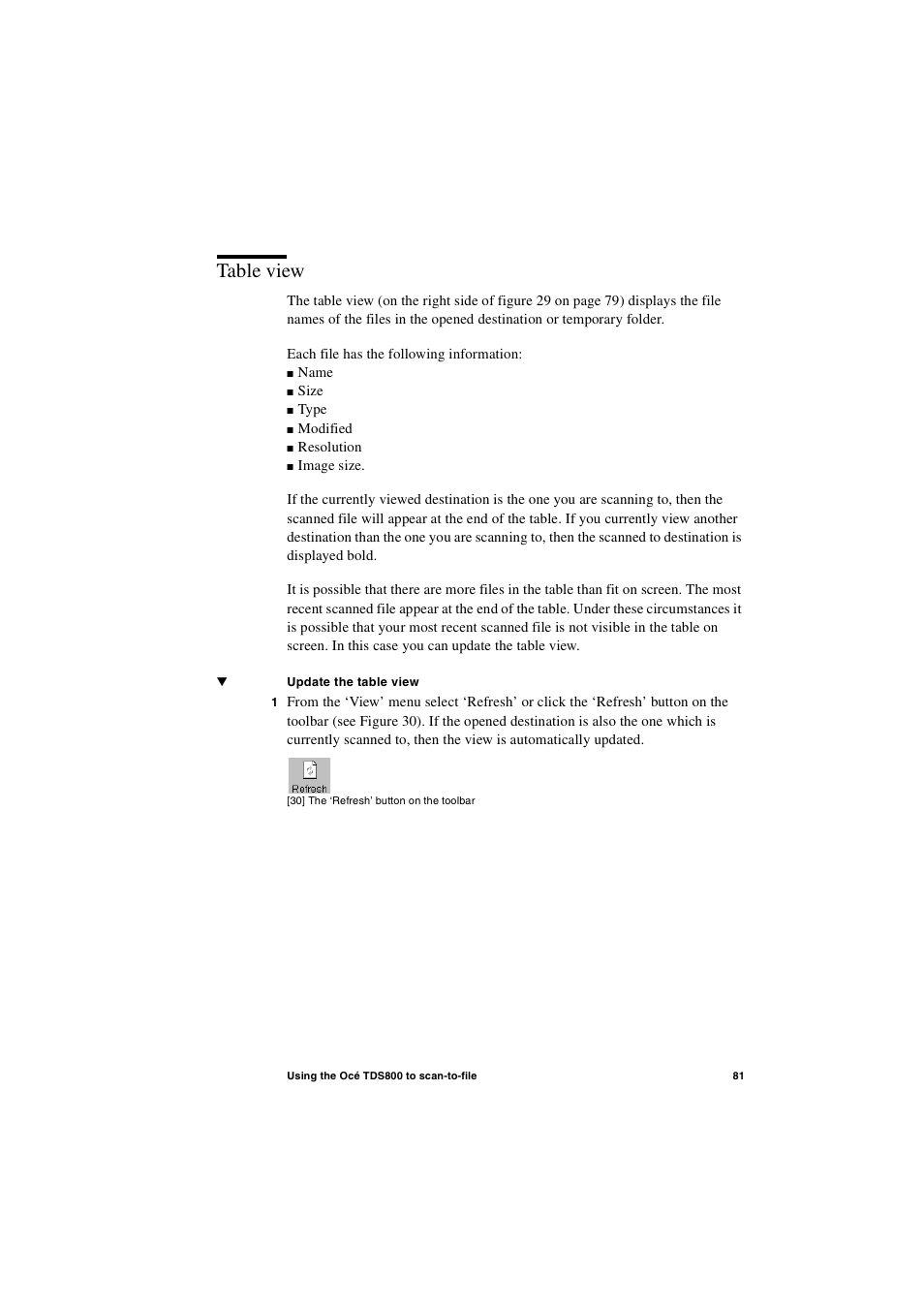 Table view, Table view 81 | IBM Oce TDS800 User Manual | Page 81 / 281