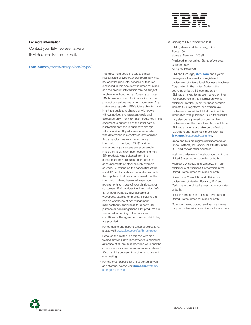 For more information | IBM MDS 9509 User Manual | Page 8 / 8
