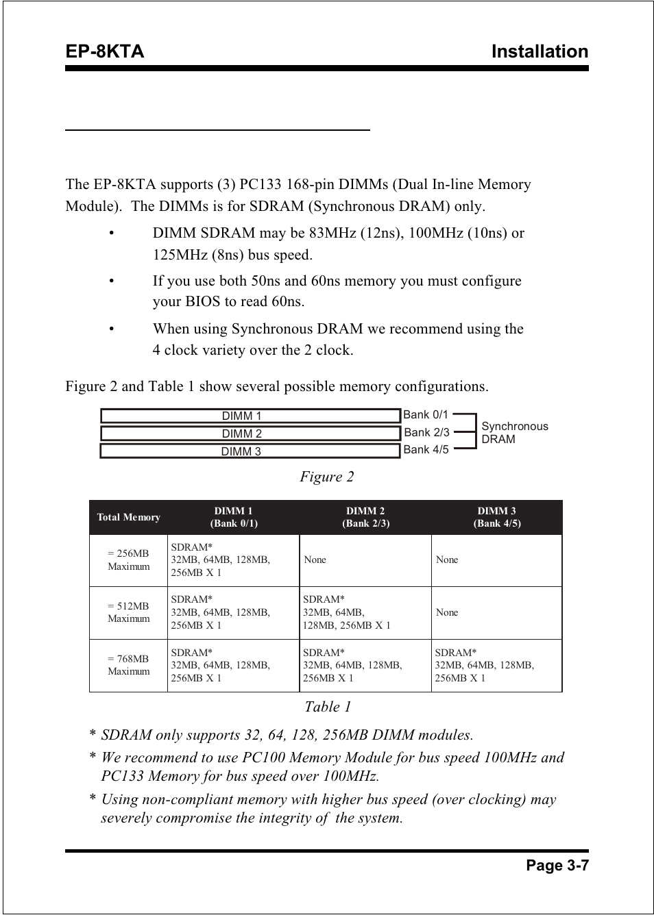 Installation ep-8kta, Page 3-7, Figure 2 table 1 | IBM EP-8KTA User Manual | Page 19 / 73