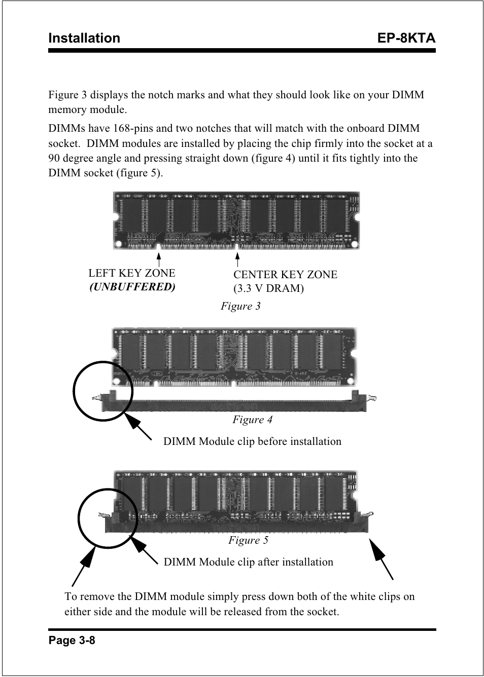 Installation ep-8kta, Dimm module installation | IBM EP-8KTA User Manual | Page 20 / 73