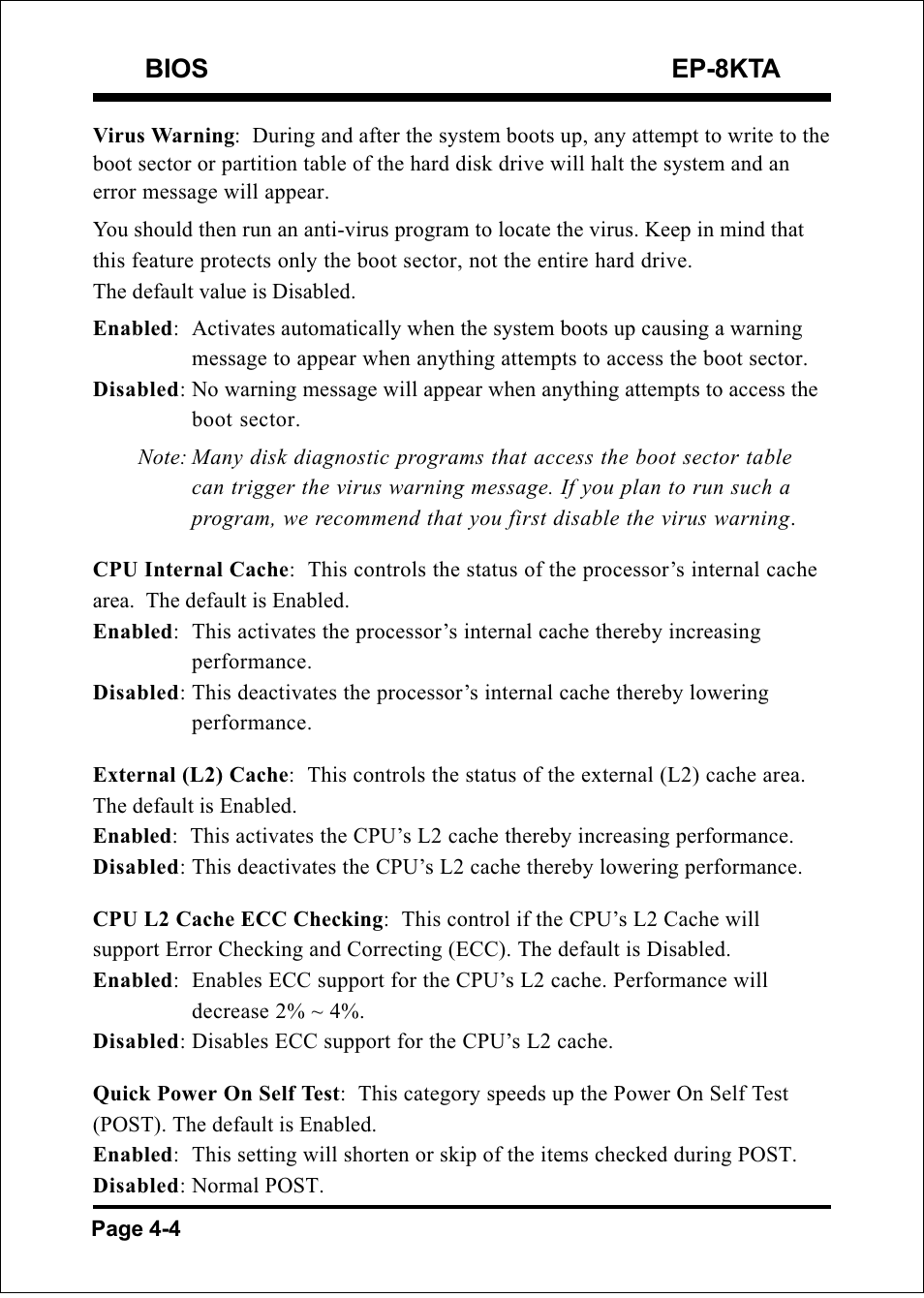 Bios ep-8kta | IBM EP-8KTA User Manual | Page 30 / 73