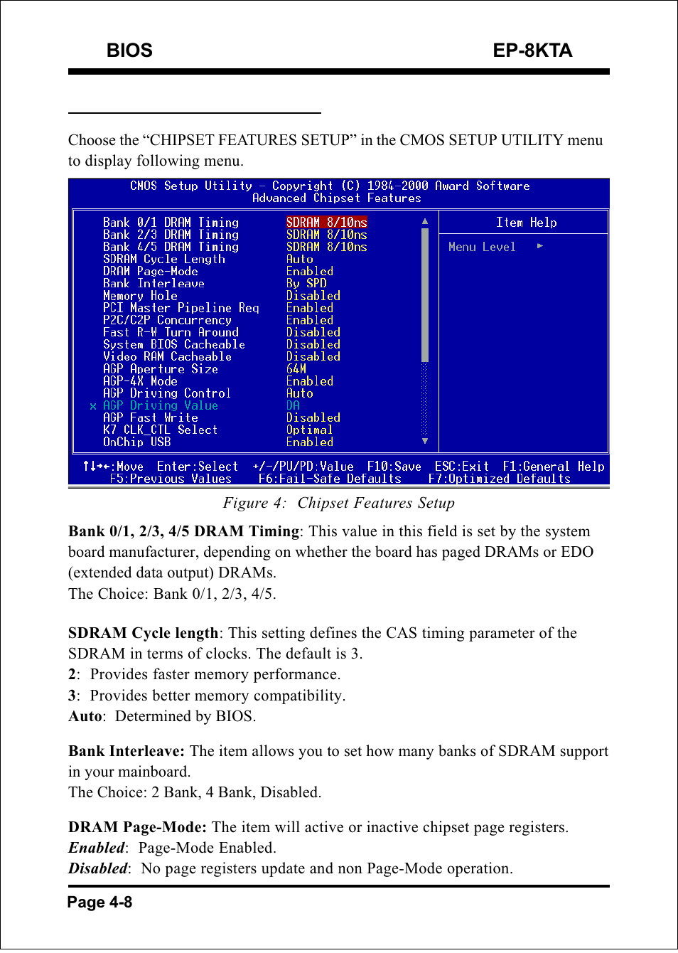 Bios ep-8kta, 3 advanced chipset features | IBM EP-8KTA User Manual | Page 34 / 73