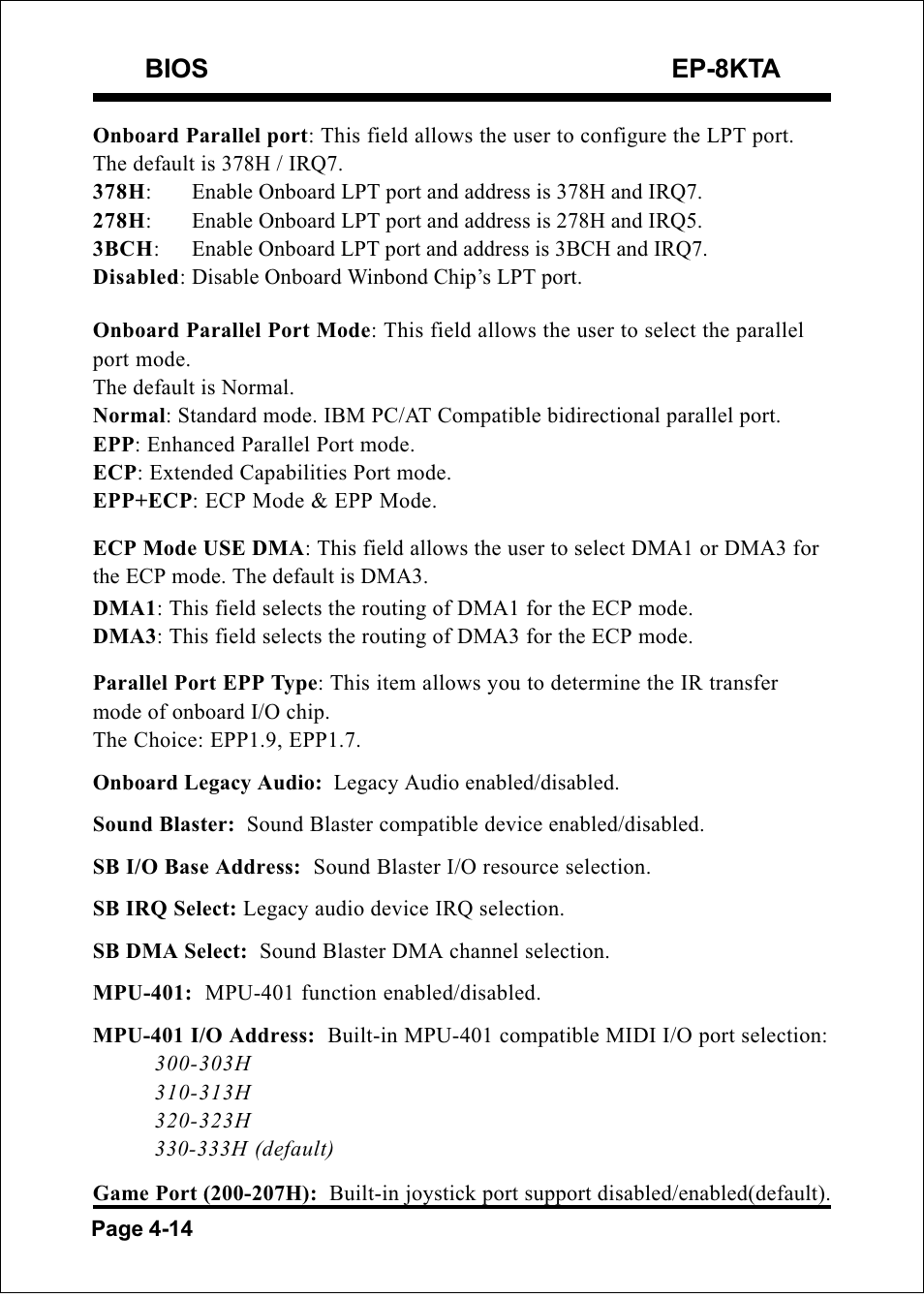 Bios ep-8kta | IBM EP-8KTA User Manual | Page 40 / 73