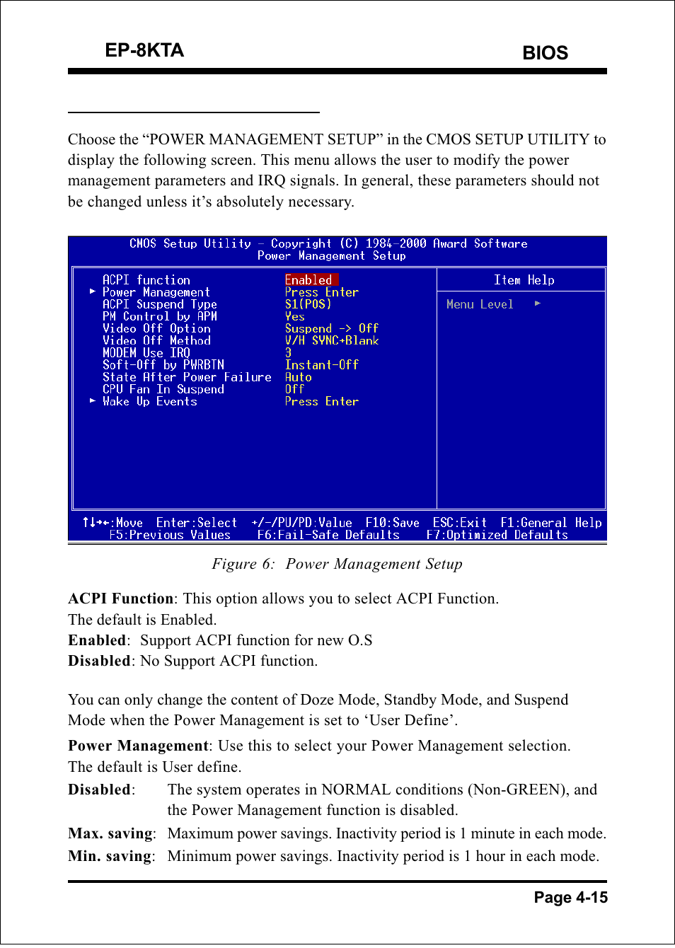 Bios ep-8kta, 5 power management setup | IBM EP-8KTA User Manual | Page 41 / 73