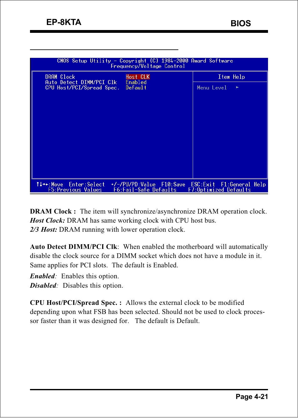 Bios ep-8kta, 8 frequency/voltage control | IBM EP-8KTA User Manual | Page 47 / 73