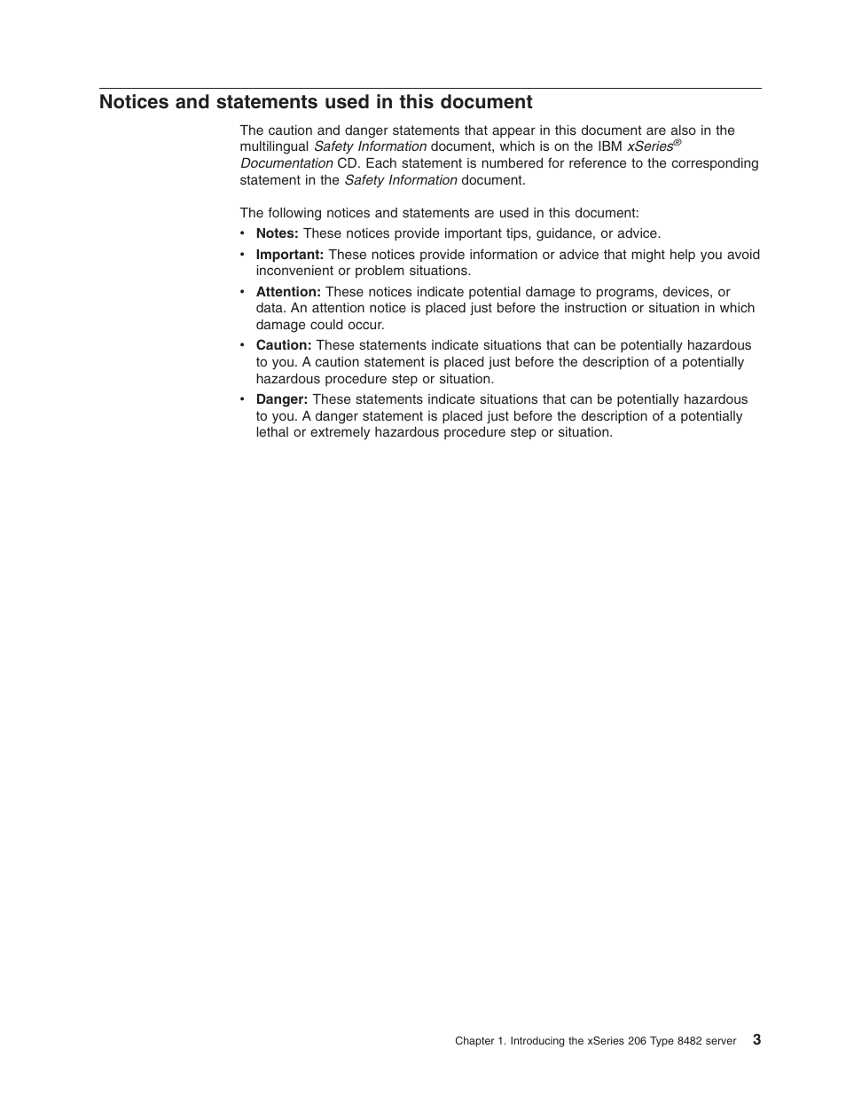 Notices and statements used in this document, Notices, Statements | Used, This, Document | IBM 206 User Manual | Page 15 / 58