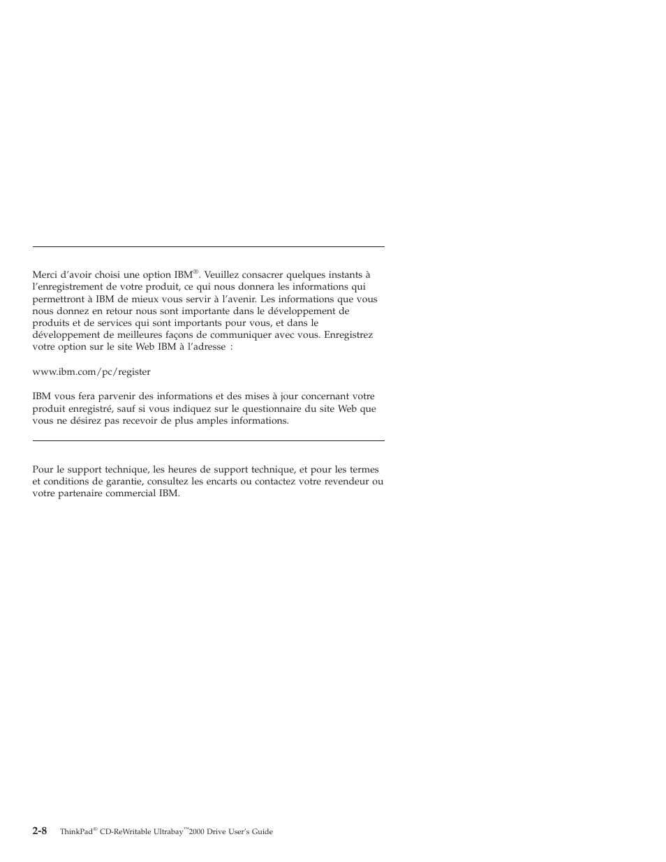 Enregistrement du produit | IBM THINKPAD 2000 User Manual | Page 24 / 88