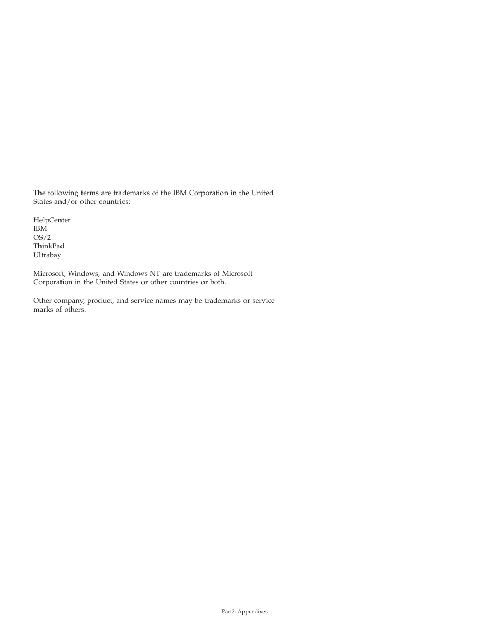 Trademarks | IBM THINKPAD 2000 User Manual | Page 85 / 88