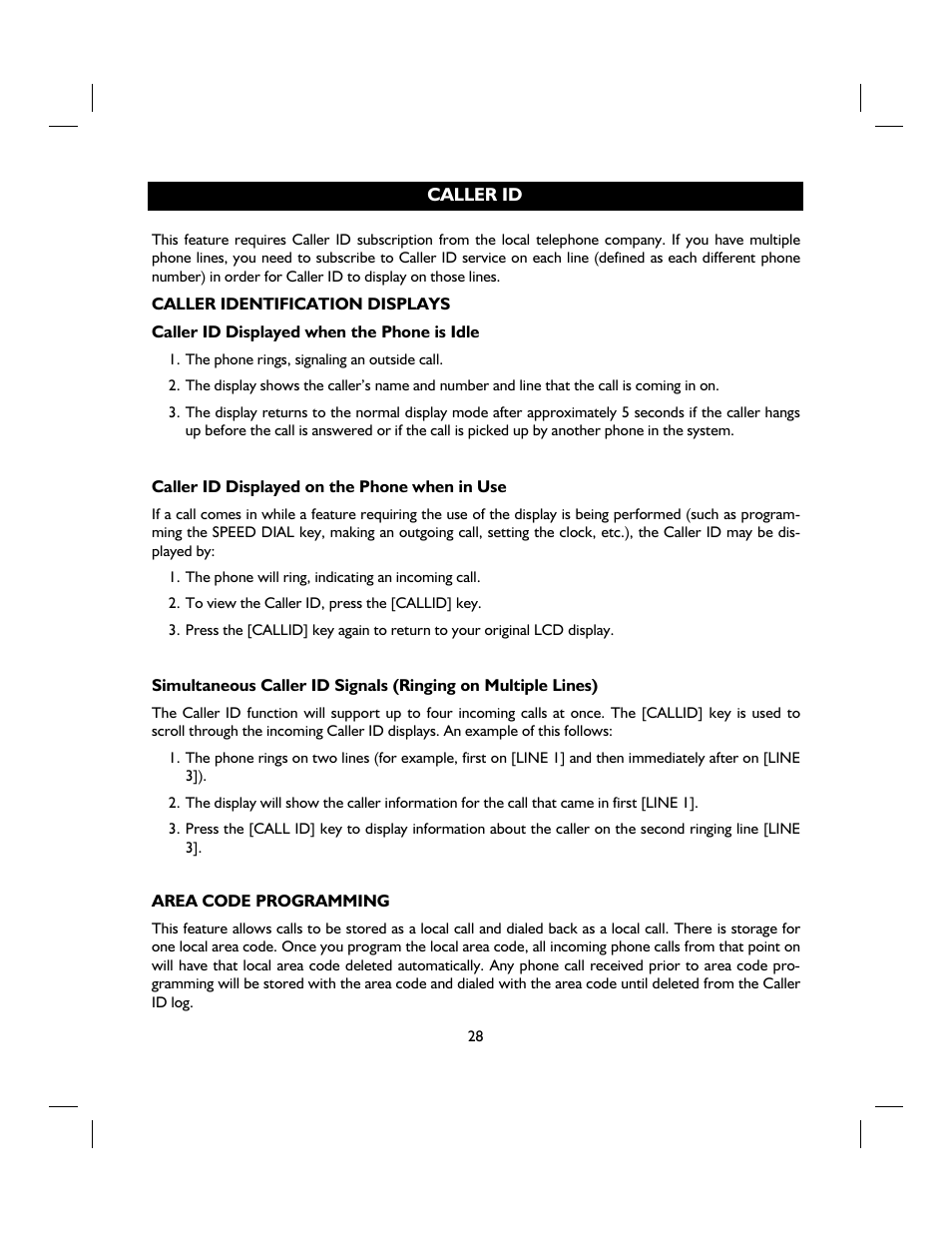 IBM 4 LINE TELEPHONE WITH CALLER ID -412CID User Manual | Page 28 / 43