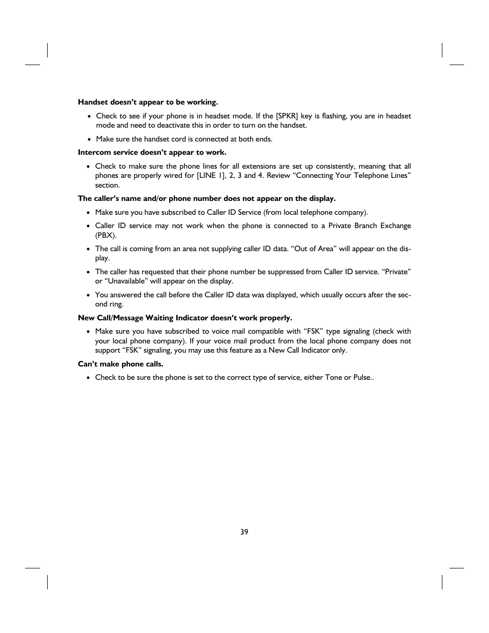 IBM 4 LINE TELEPHONE WITH CALLER ID -412CID User Manual | Page 39 / 43