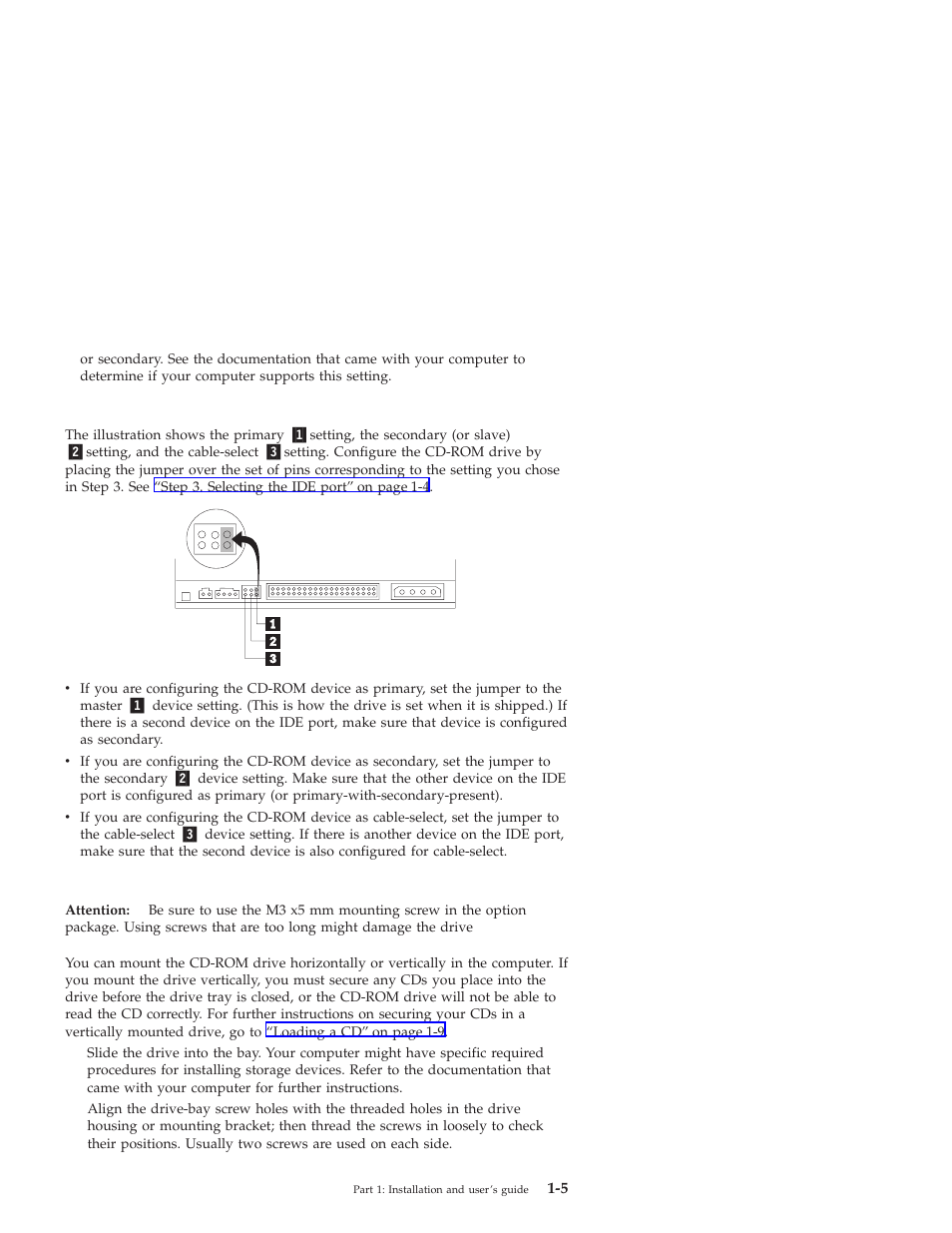 Step 4. setting the configuration jumper, Step 5. mounting the drive in the bay | IBM 48X-20X User Manual | Page 13 / 50