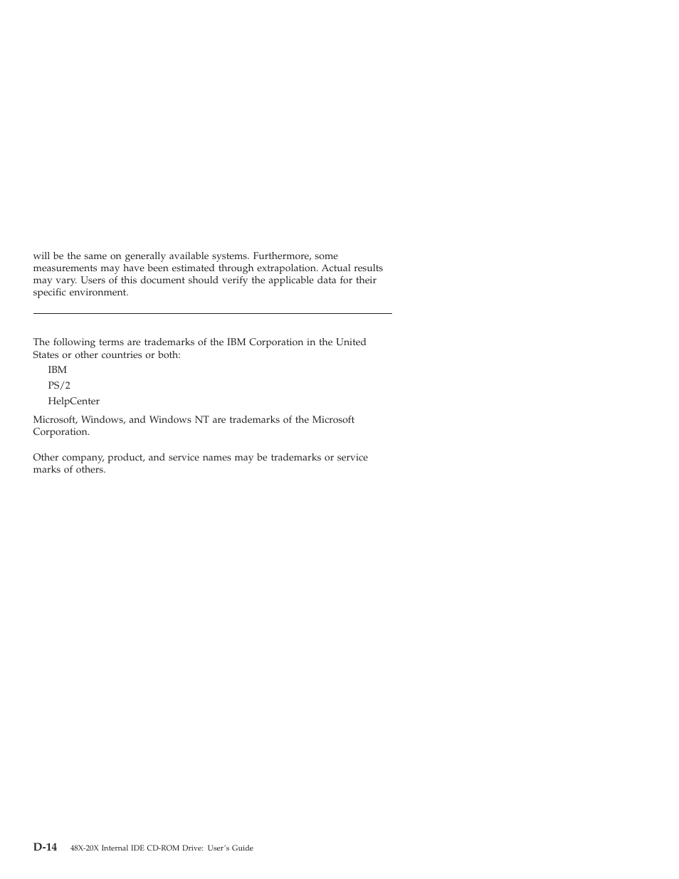 Trademarks | IBM 48X-20X User Manual | Page 44 / 50