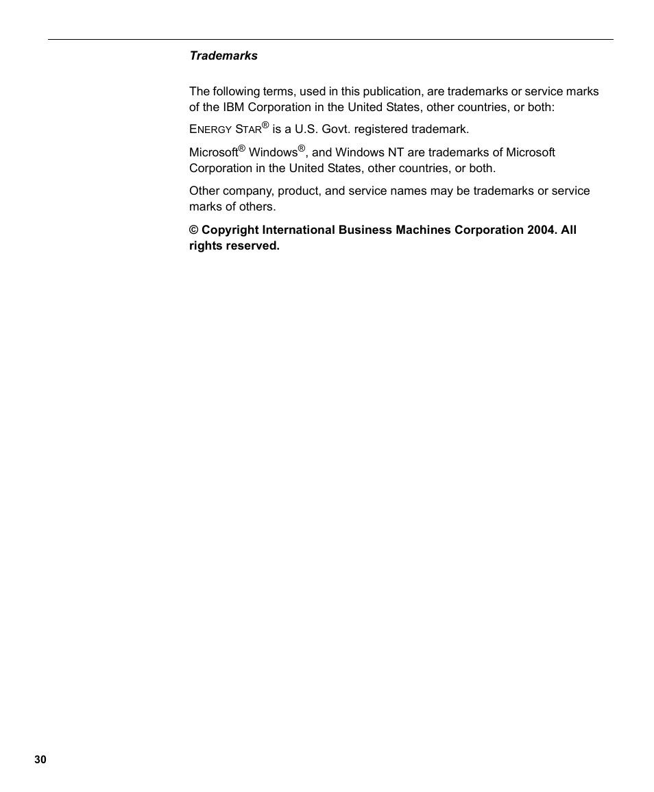 Trademarks | IBM L170m User Manual | Page 32 / 32
