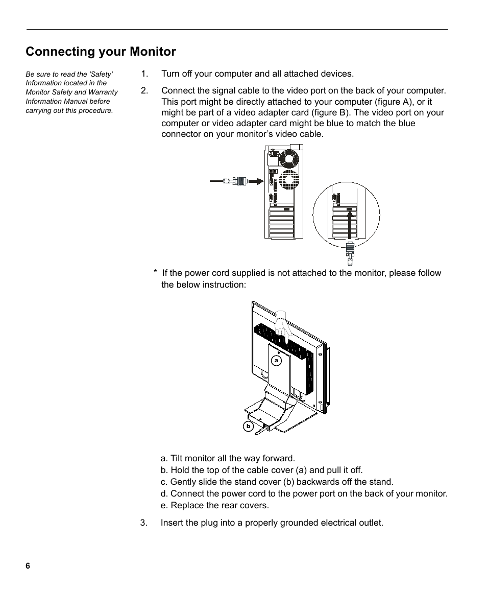 Connecting your monitor | IBM L170m User Manual | Page 8 / 32