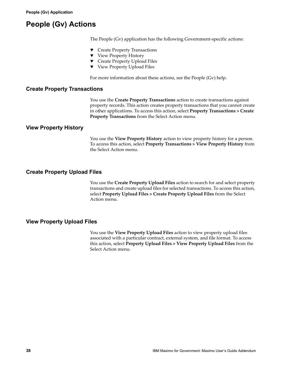 People (gv) actions, Create property transactions, View property history | Create property upload files, View property upload files | IBM TIVOLI SC23-8765-00 User Manual | Page 48 / 74