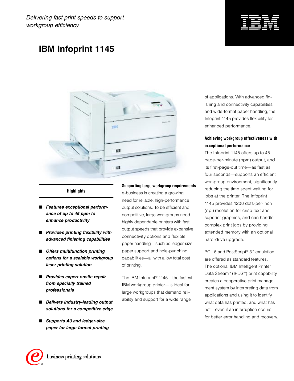 IBM Infoprint 1145 User Manual | 5 pages