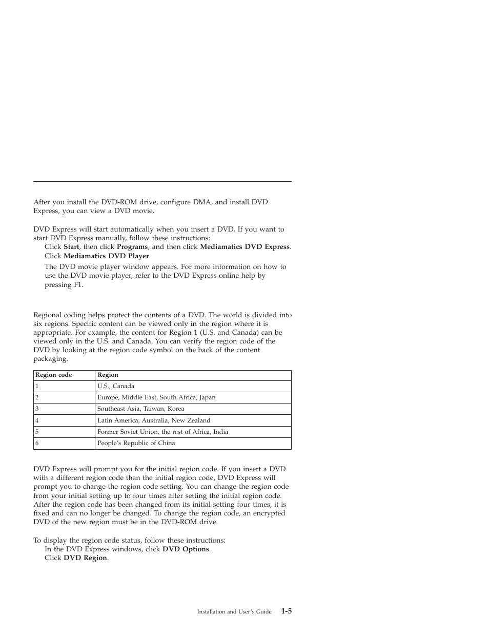 Viewing a dvd movie, Dvd region codes | IBM 10K3799 User Manual | Page 13 / 54