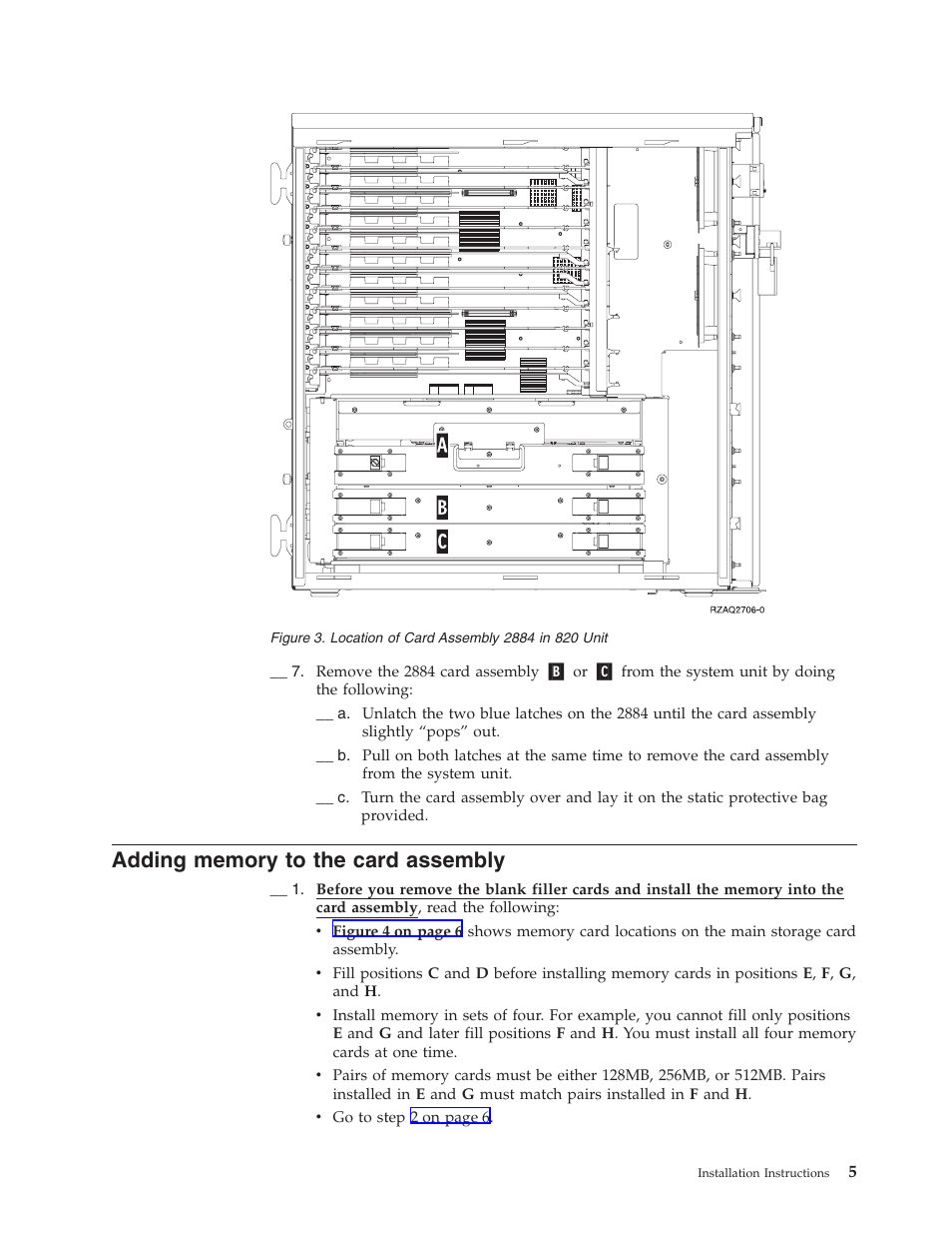 Adding memory to the card assembly | IBM iSeries 270 and 820 SENG-3002-01 User Manual | Page 11 / 30
