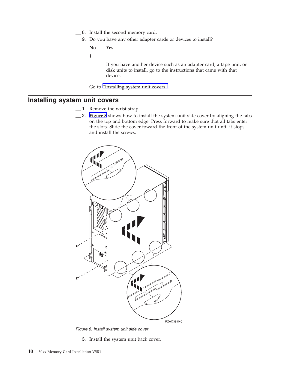 Installing system unit covers | IBM iSeries 270 and 820 SENG-3002-01 User Manual | Page 16 / 30