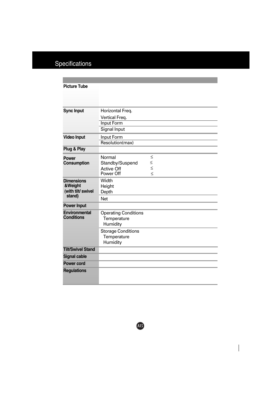Specifications | IBM 6518 - 4LE User Manual | Page 18 / 19