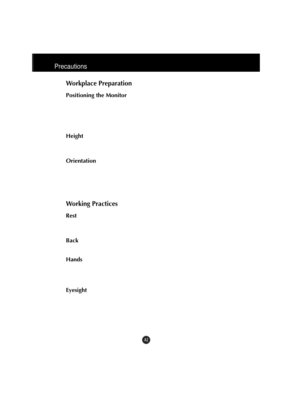 Workplace preparation, Working practices, Precautions | IBM 6518 - 4LE User Manual | Page 5 / 19