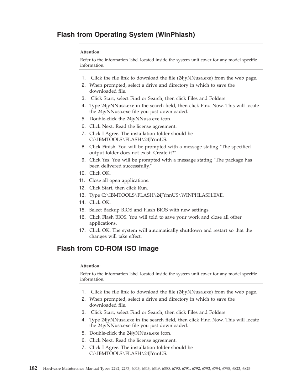 Flash from operating system (winphlash), Flash from cd-rom iso image, Flash | From, Operating, System, Winphlash), Cd-rom, Image | IBM 2292 User Manual | Page 188 / 230