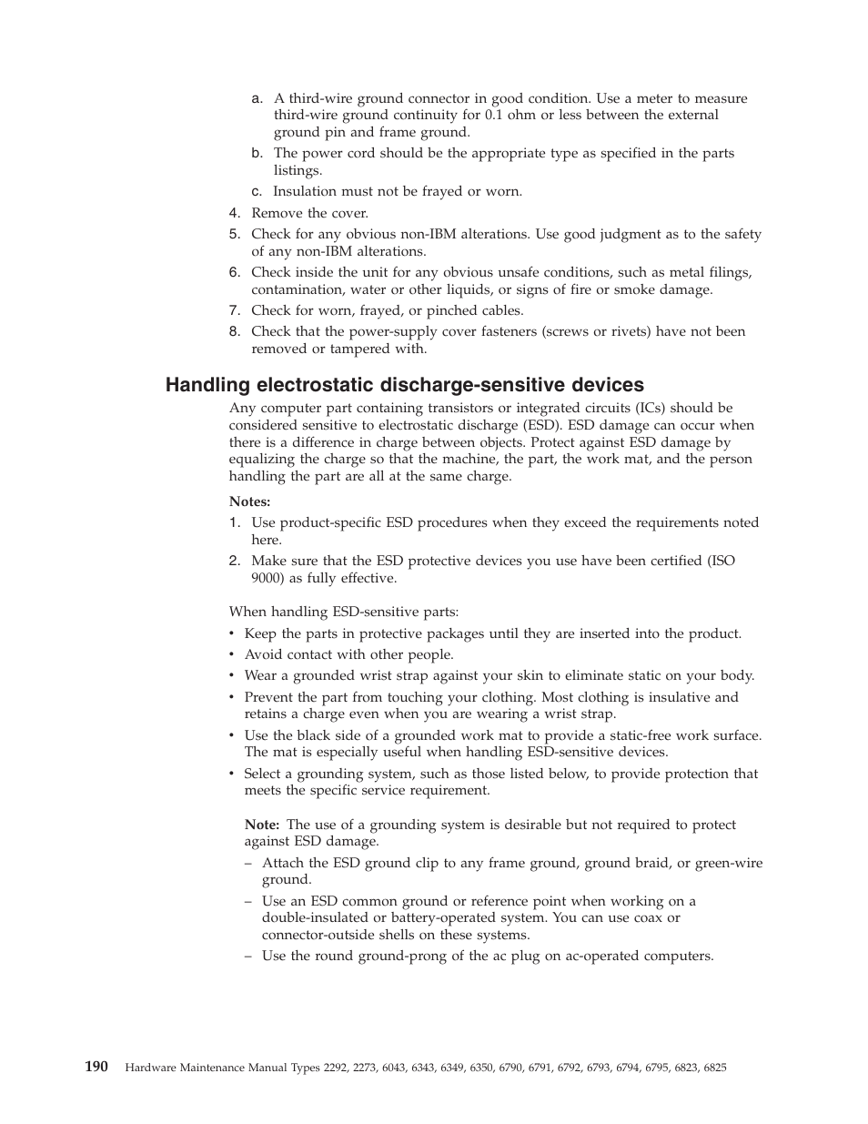 Handling electrostatic discharge-sensitive devices, Handling, Electrostatic | Discharge-sensitive, Devices | IBM 2292 User Manual | Page 196 / 230