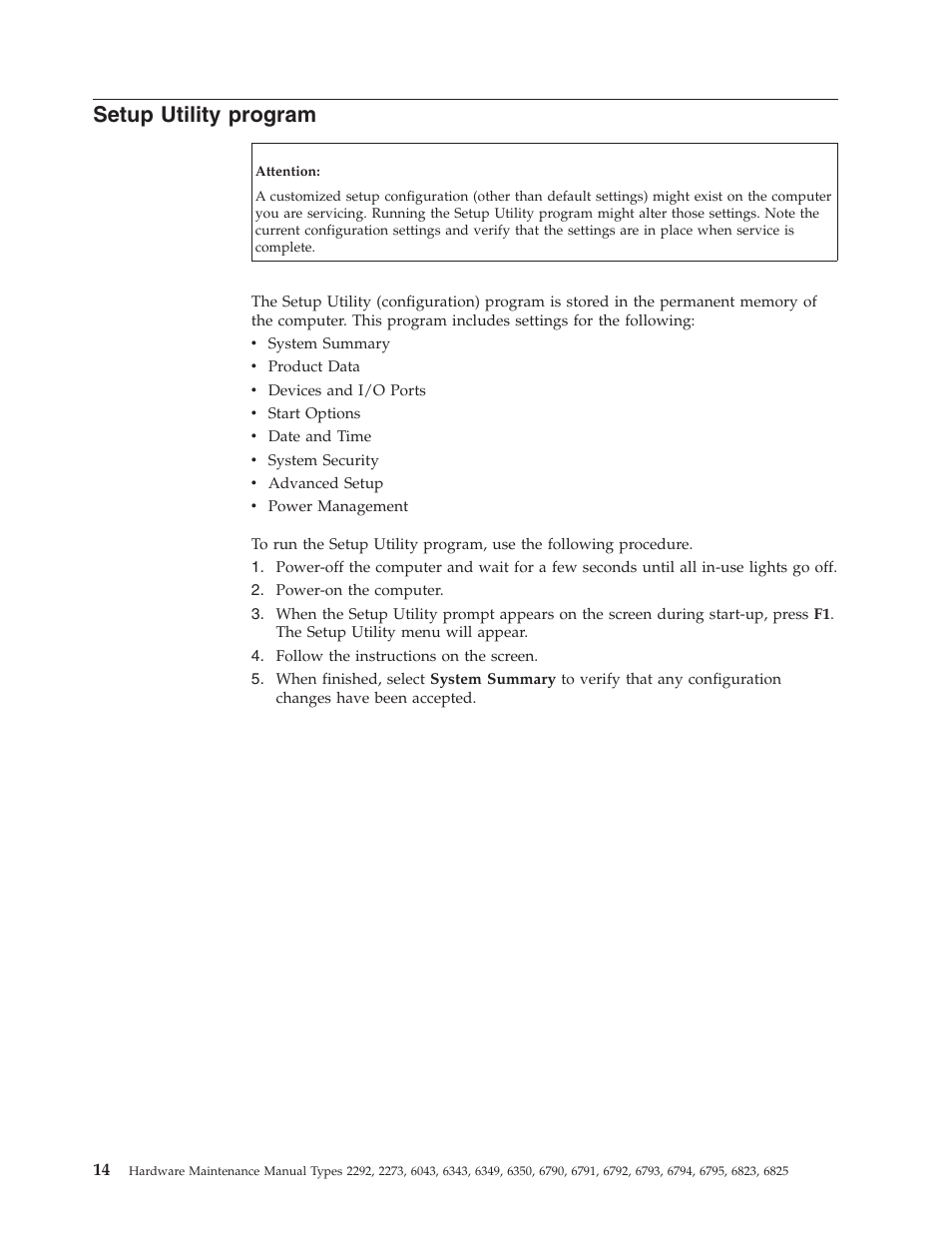 Setup utility program, Setup, Utility | Program | IBM 2292 User Manual | Page 20 / 230