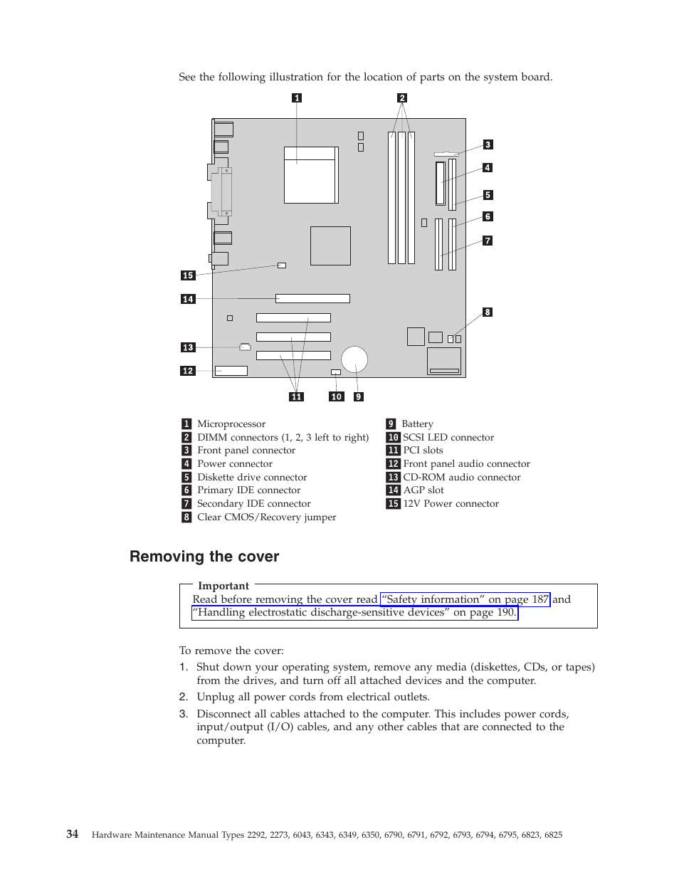 Removing the cover, Removing, Cover | IBM 2292 User Manual | Page 40 / 230