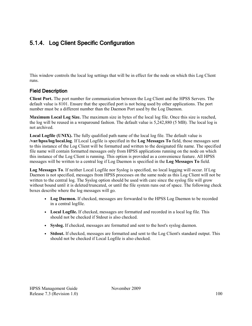 Log client specific configuration | IBM RELEASE 7.3 User Manual | Page 100 / 388