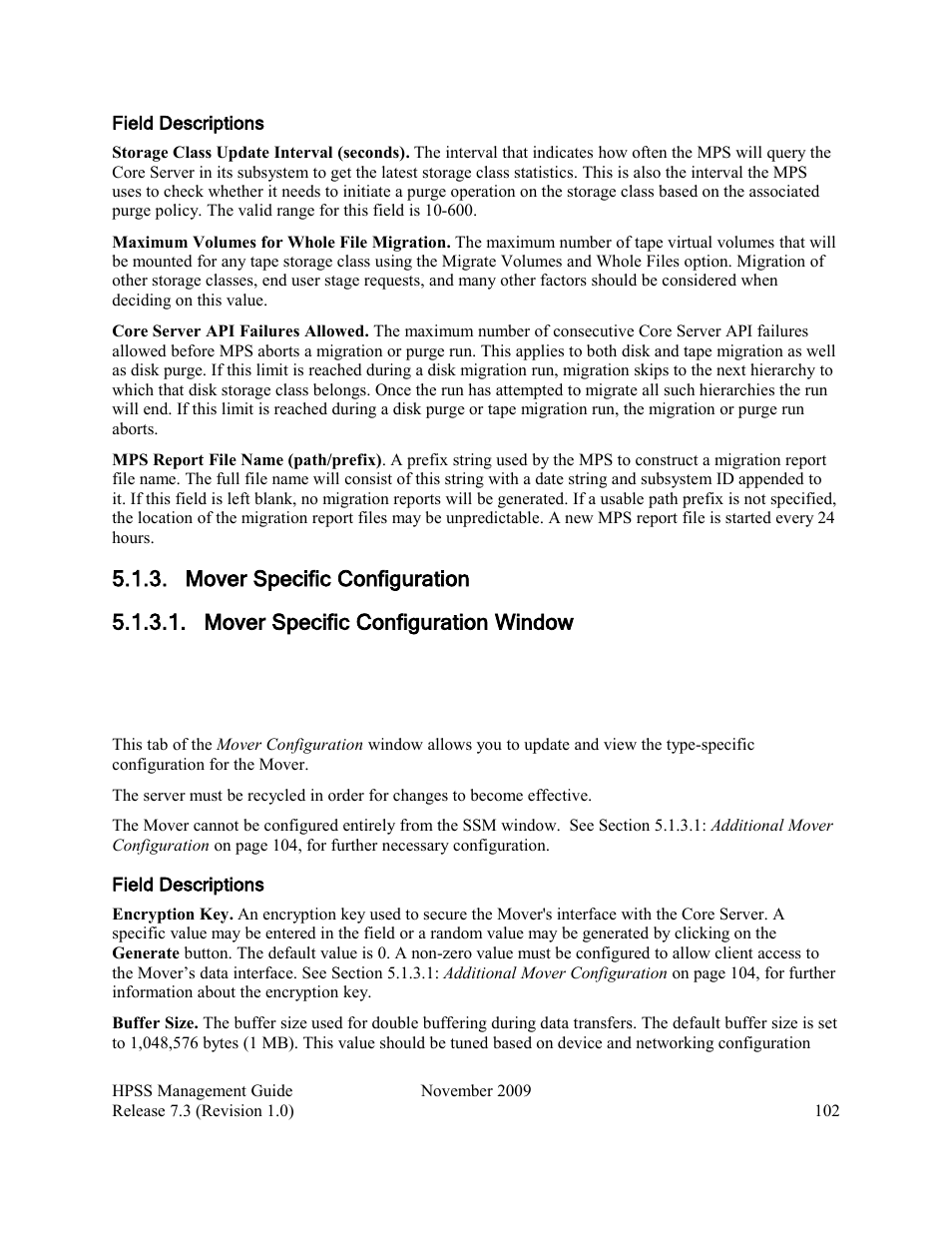 Mover specific configuration, Mover specific configuration window | IBM RELEASE 7.3 User Manual | Page 102 / 388