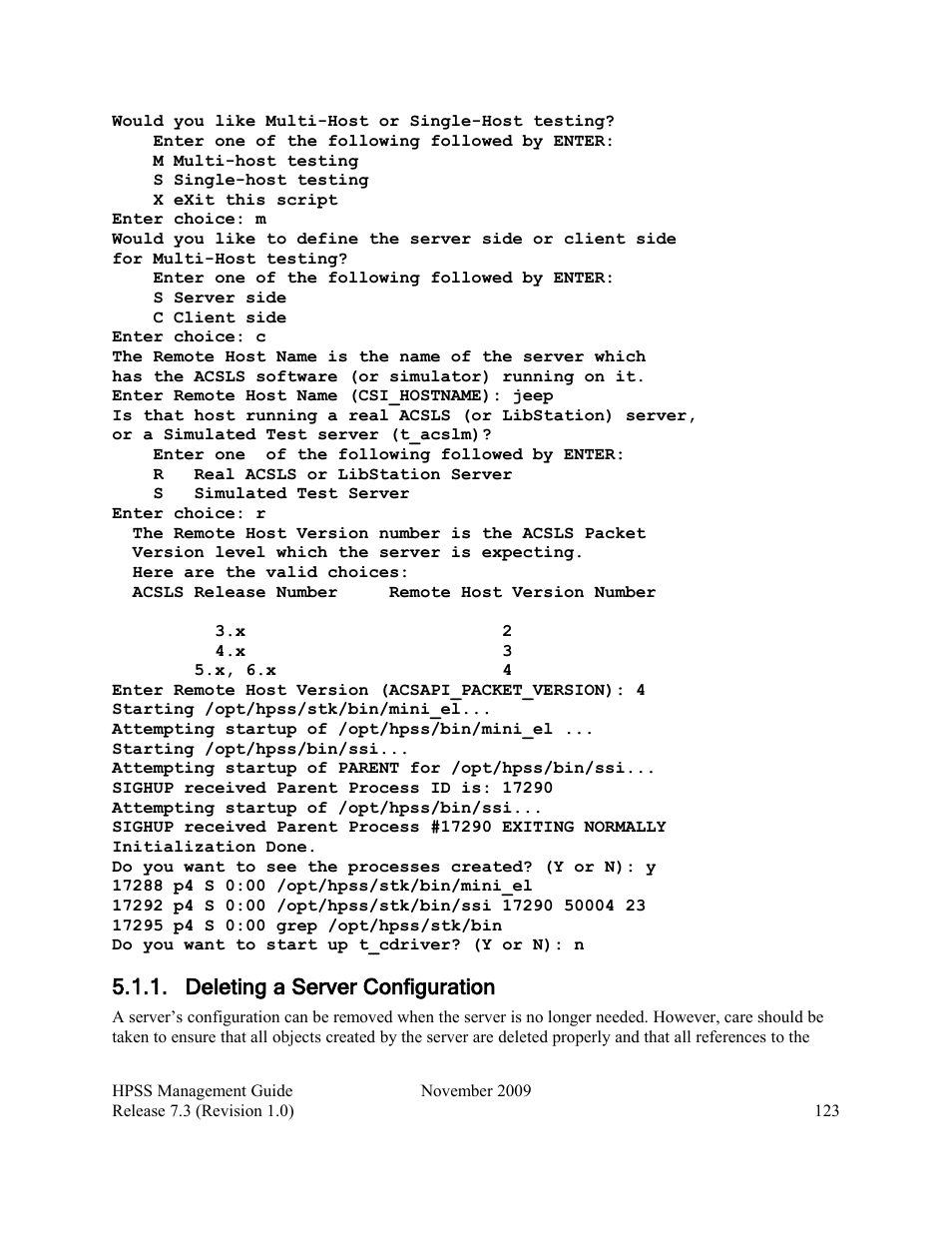 Deleting a server configuration | IBM RELEASE 7.3 User Manual | Page 123 / 388