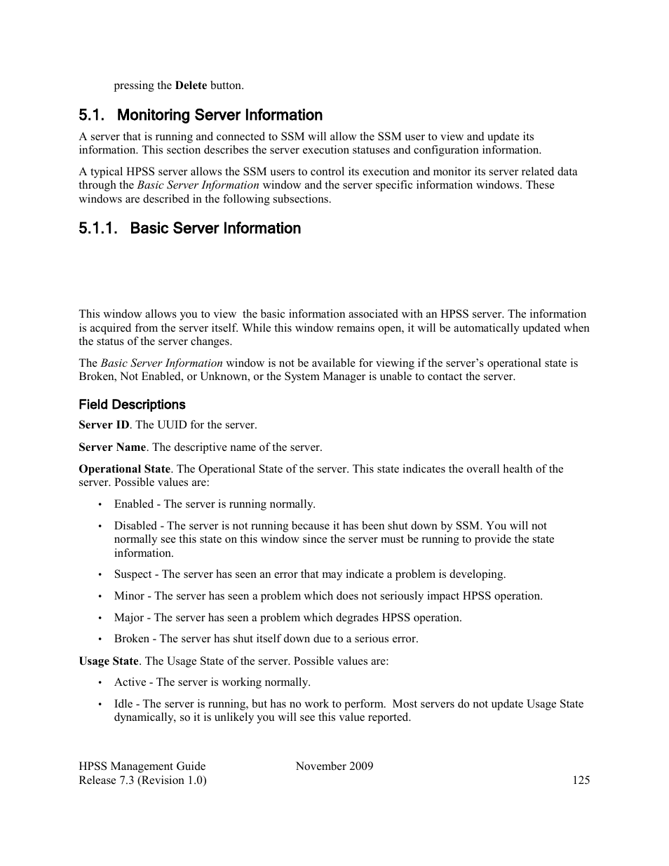 Monitoring server information, Basic server information | IBM RELEASE 7.3 User Manual | Page 125 / 388