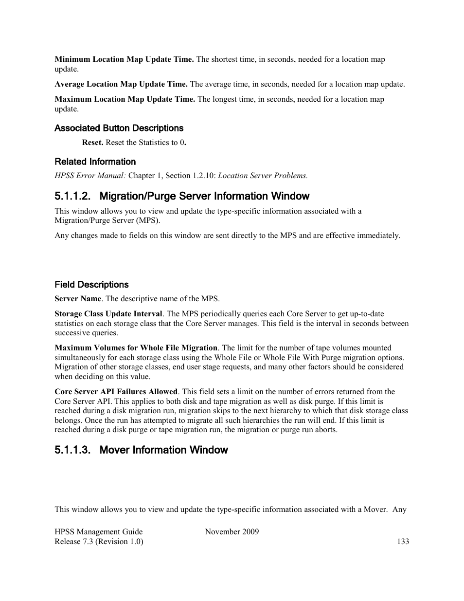 Migration/purge server information window, Mover information window | IBM RELEASE 7.3 User Manual | Page 133 / 388
