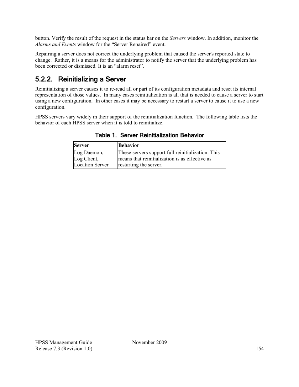 Reinitializing a server | IBM RELEASE 7.3 User Manual | Page 154 / 388