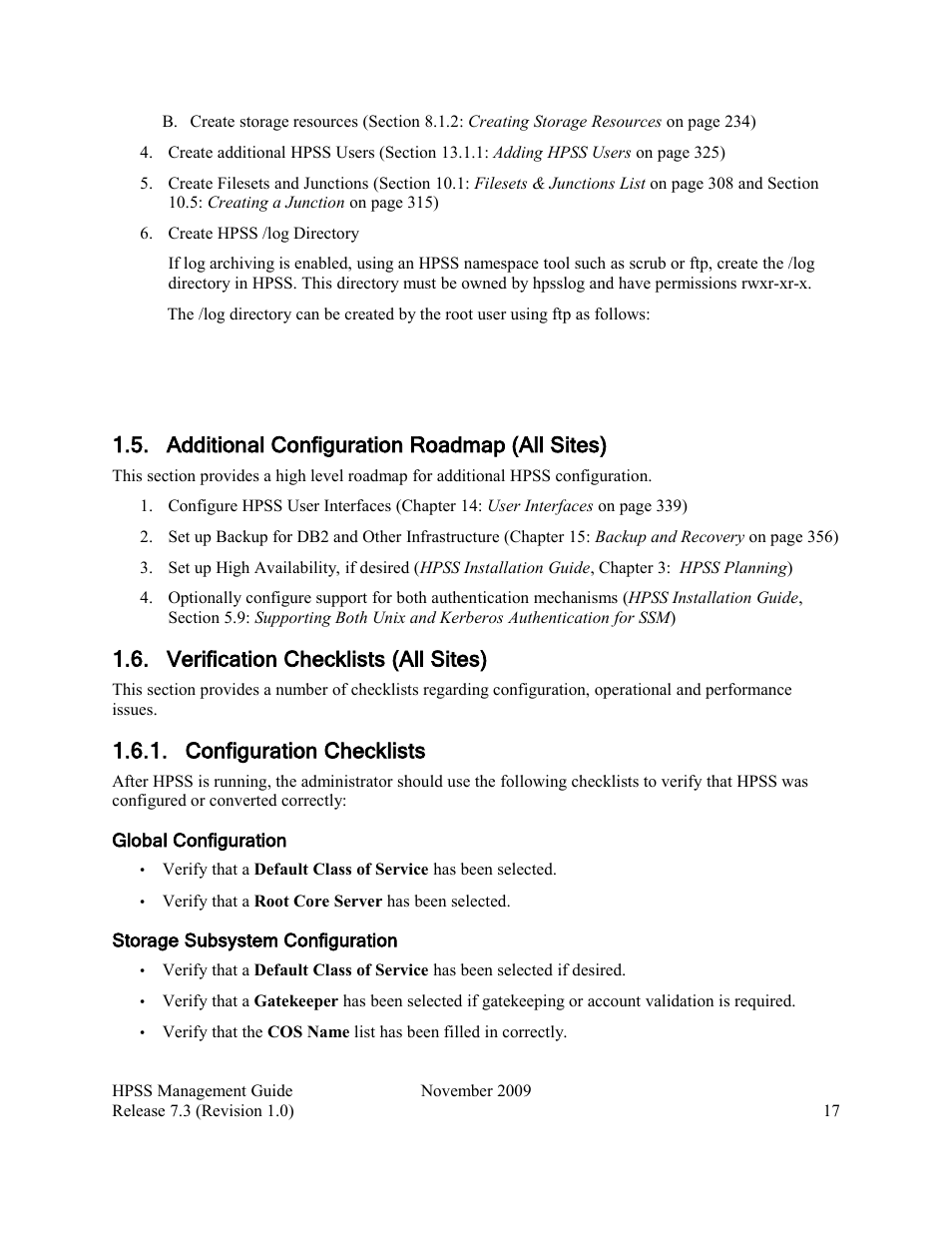 Additional configuration roadmap (all sites), Verification checklists (all sites), Configuration checklists | IBM RELEASE 7.3 User Manual | Page 17 / 388