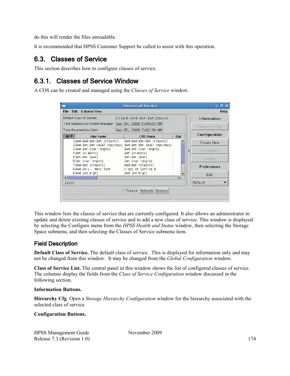 Classes of service, Classes of service window | IBM RELEASE 7.3 User Manual | Page 174 / 388
