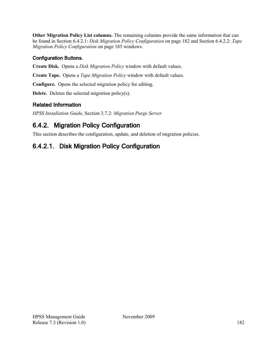 Migration policy configuration, Disk migration policy configuration | IBM RELEASE 7.3 User Manual | Page 182 / 388