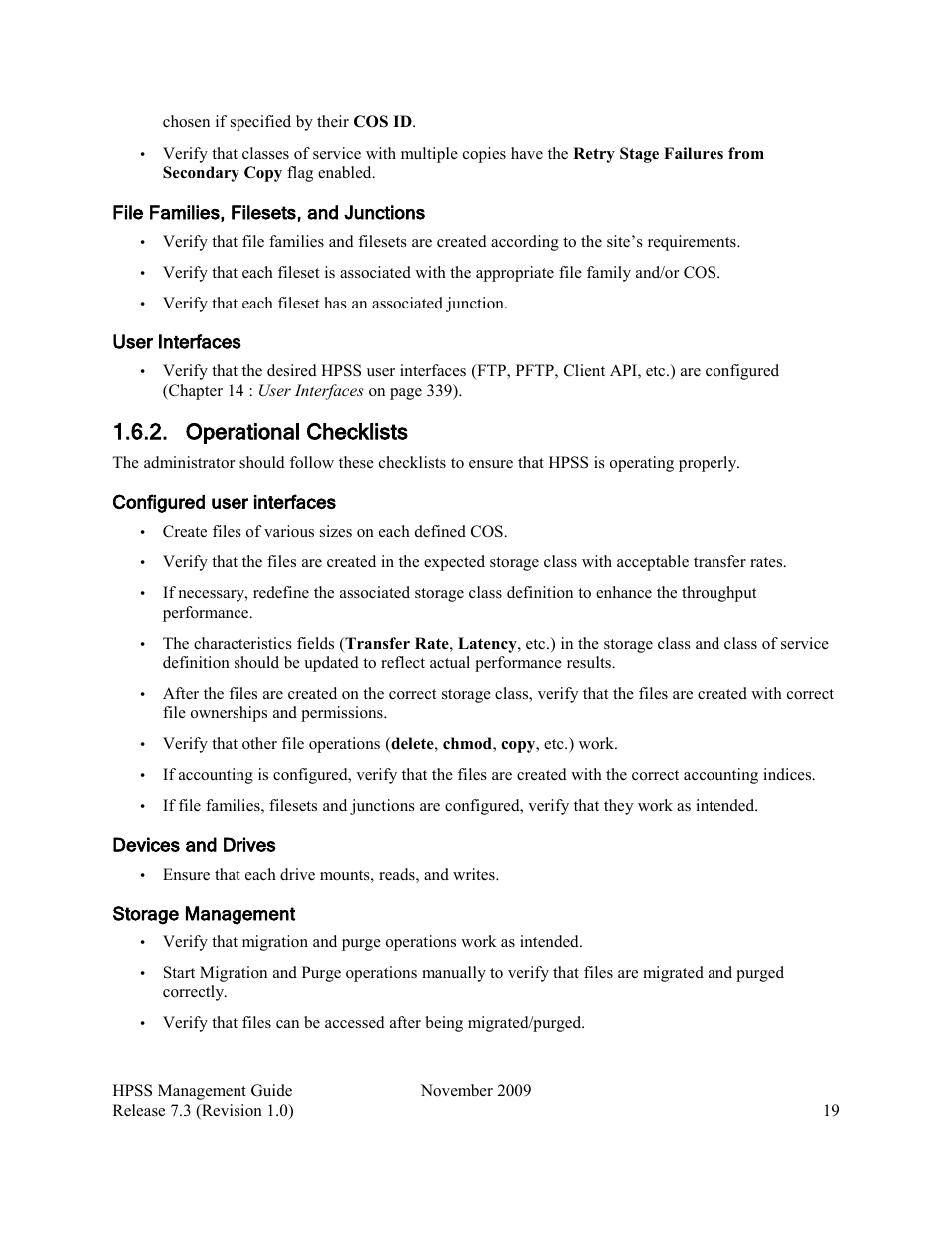 Operational checklists | IBM RELEASE 7.3 User Manual | Page 19 / 388
