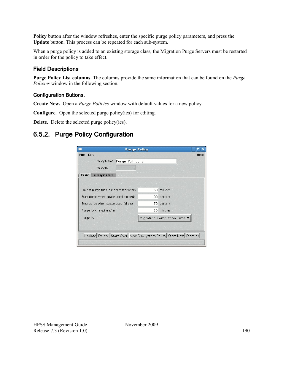 Purge policy configuration | IBM RELEASE 7.3 User Manual | Page 190 / 388
