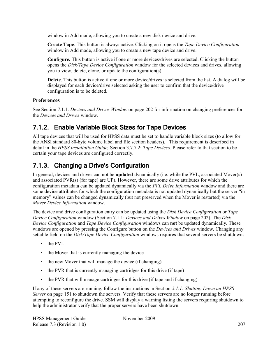 Enable variable block sizes for tape devices, Changing a drive's configuration | IBM RELEASE 7.3 User Manual | Page 207 / 388