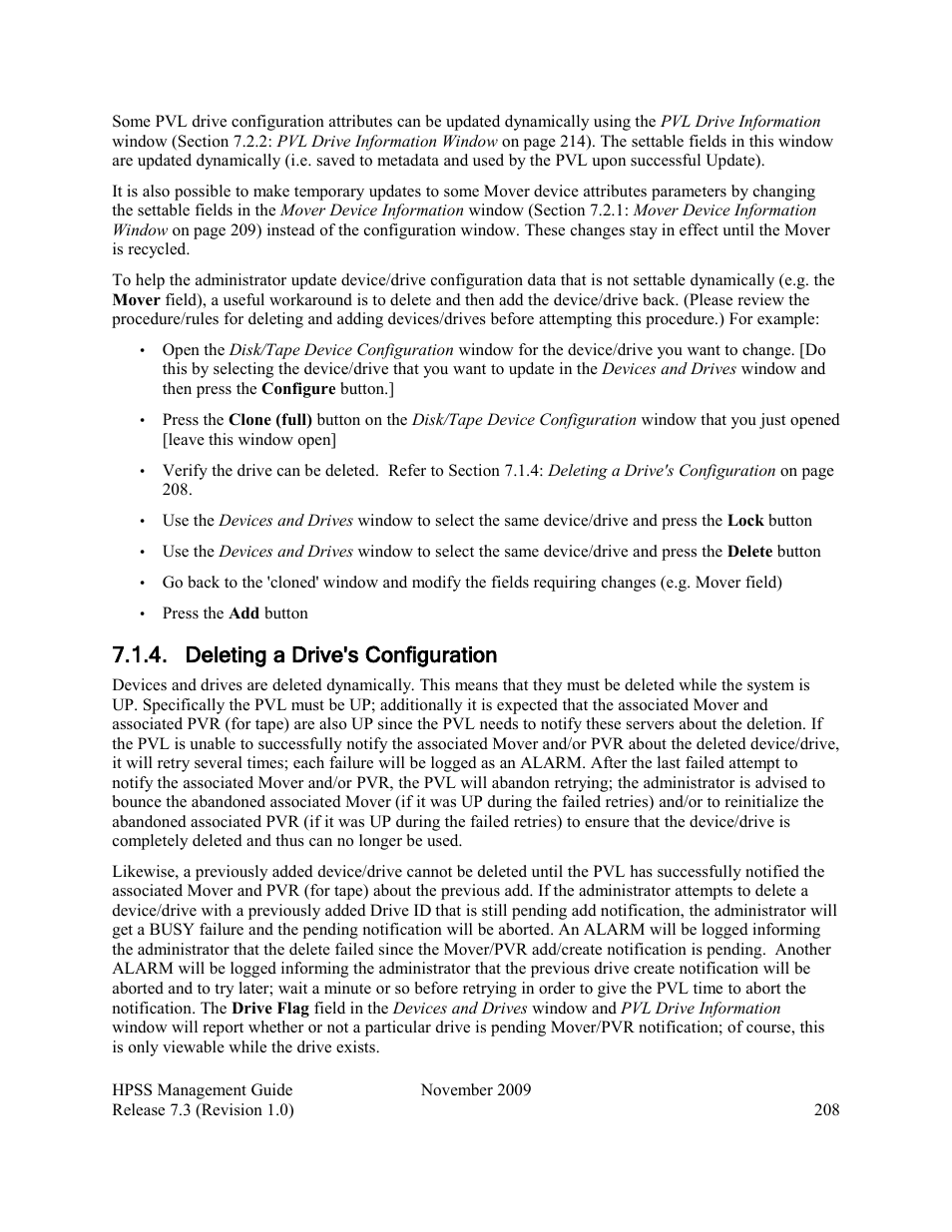 Deleting a drive's configuration | IBM RELEASE 7.3 User Manual | Page 208 / 388