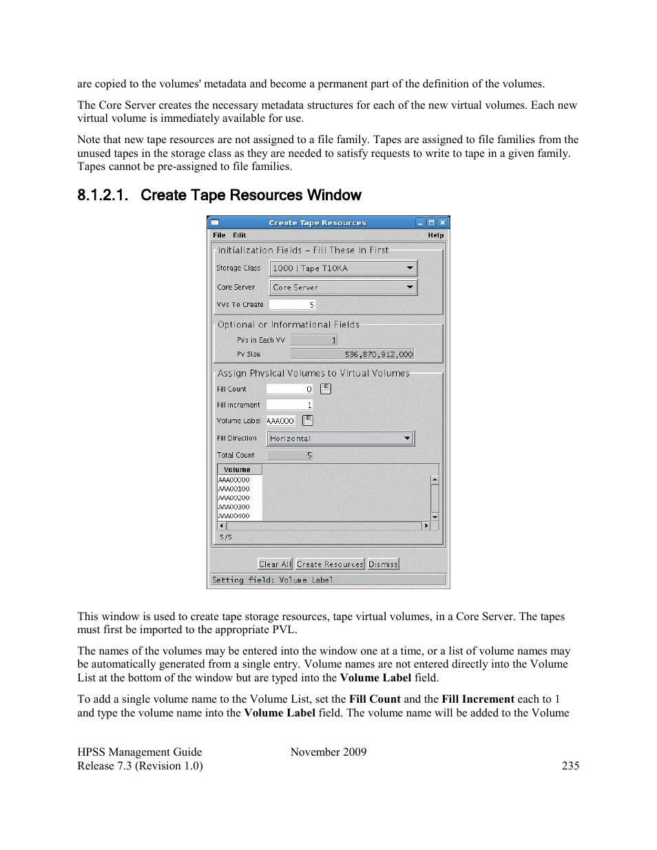 Create tape resources window | IBM RELEASE 7.3 User Manual | Page 235 / 388