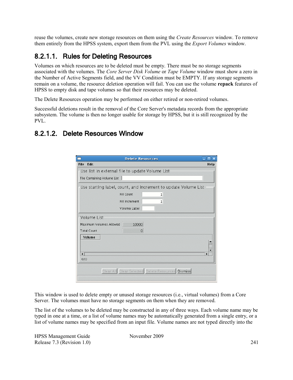 Rules for deleting resources, Delete resources window | IBM RELEASE 7.3 User Manual | Page 241 / 388