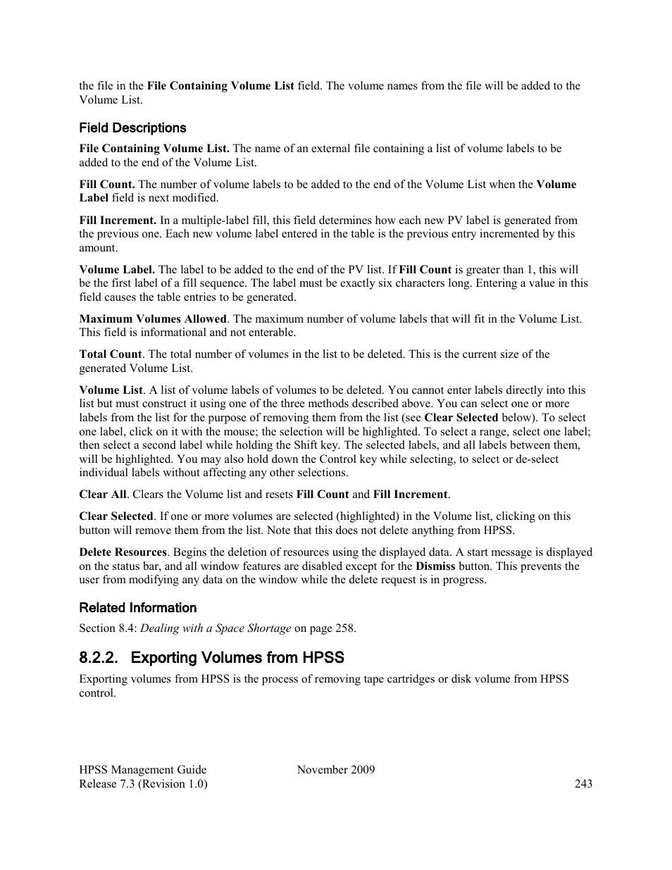 Exporting volumes from hpss | IBM RELEASE 7.3 User Manual | Page 243 / 388