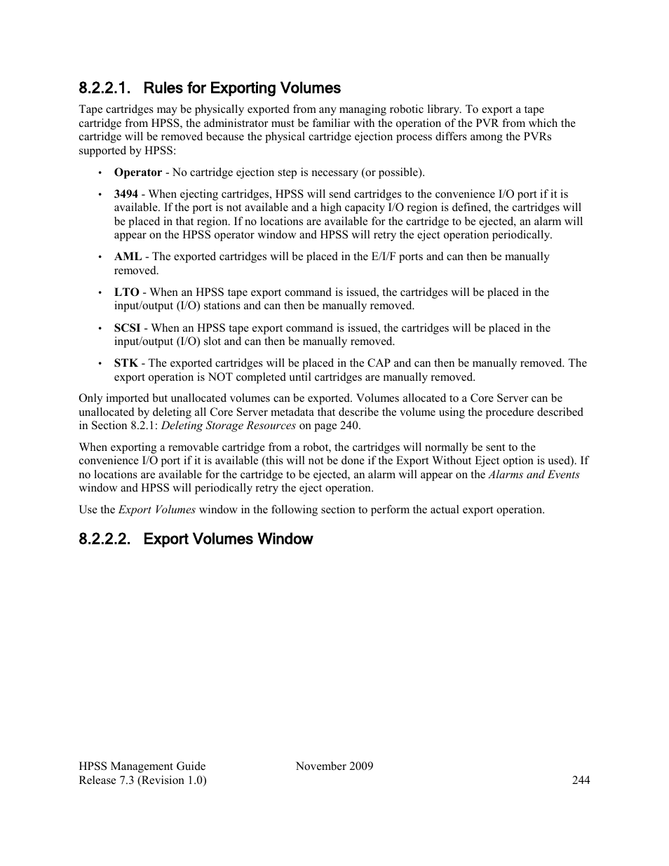 Rules for exporting volumes, Export volumes window | IBM RELEASE 7.3 User Manual | Page 244 / 388
