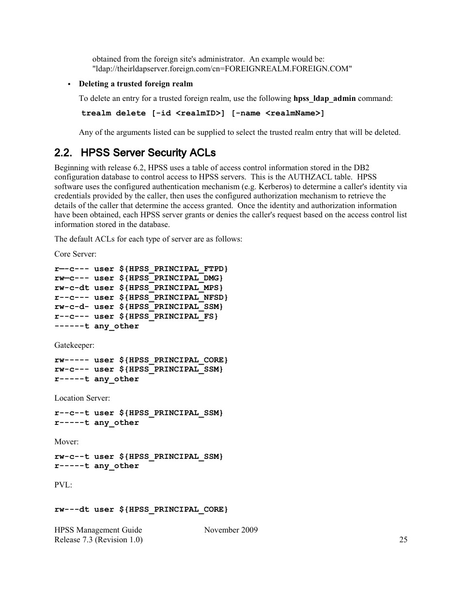Hpss server security acls | IBM RELEASE 7.3 User Manual | Page 25 / 388